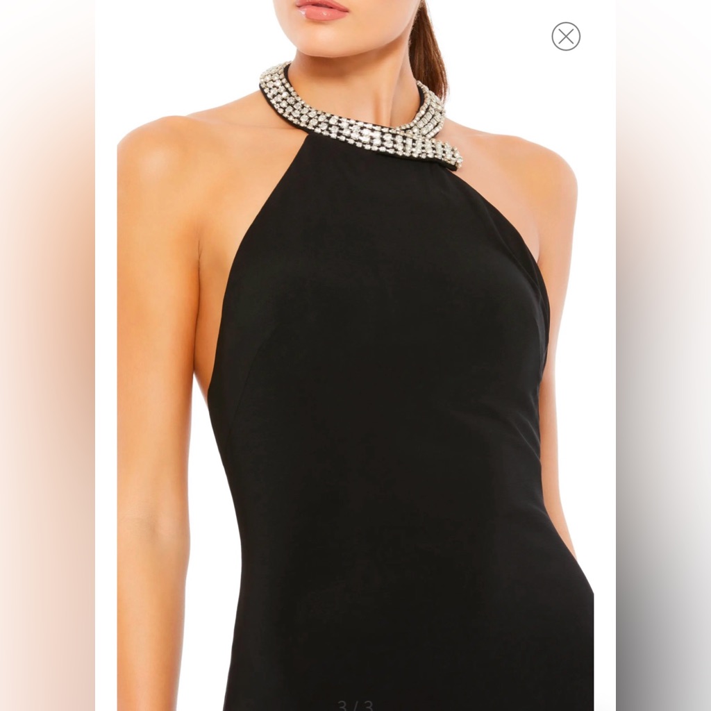 Mac Duggal Ieena Crystal Halter Jersey Gown